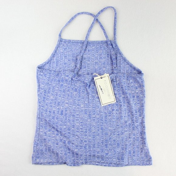 No Comment Girls Rib Knit Tank Top Blue Heather Peace Stretch Youth - Picture 4 of 6